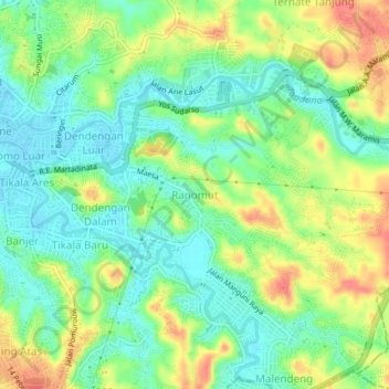 Ranomut topographic map, elevation, terrain