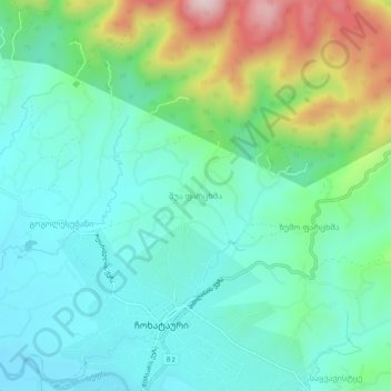 Shua Partskhma topographic map, elevation, terrain