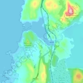Toigal topographic map, elevation, terrain