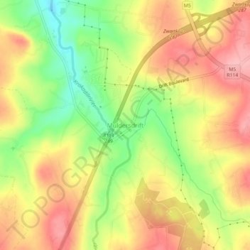 Muldersdrift topographic map, elevation, terrain