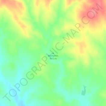 Badlands topographic map, elevation, terrain