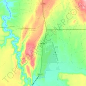 Jackpot topographic map, elevation, terrain