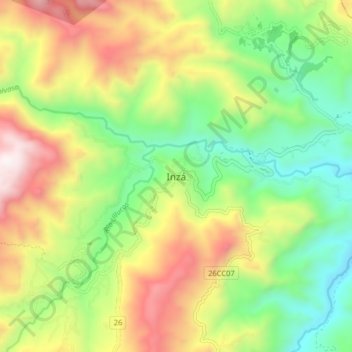 Inzá topographic map, elevation, terrain