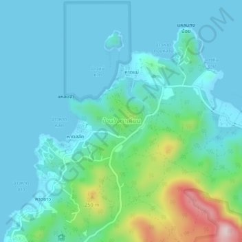 Baan Wang Ta Kien topographic map, elevation, terrain