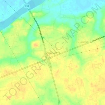 Ban Non Sawang topographic map, elevation, terrain
