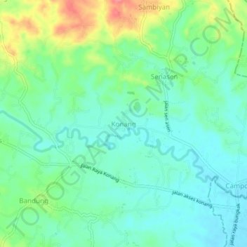 Konang topographic map, elevation, terrain