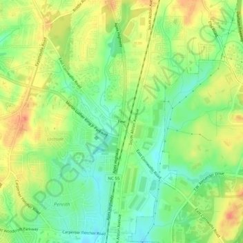 Few topographic map, elevation, terrain