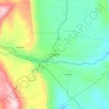 El Pepino topographic map, elevation, terrain