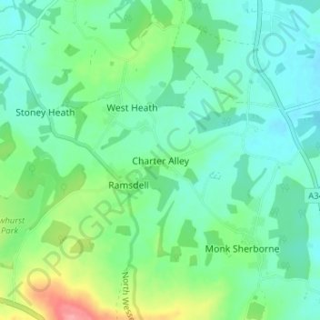 Charter Alley topographic map, elevation, terrain