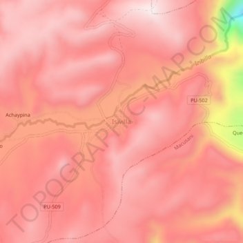 Isivilla topographic map, elevation, terrain
