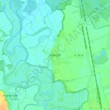 Mörtitz topographic map, elevation, terrain