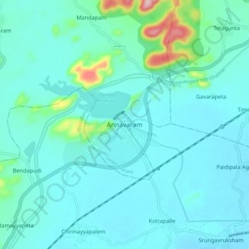 Annavaram topographic map, elevation, terrain