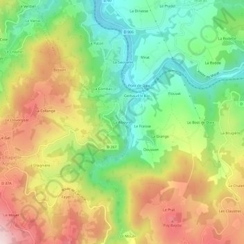 La Ribeyre topographic map, elevation, terrain