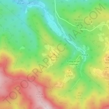 Pristava topographic map, elevation, terrain