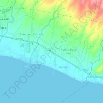 Puting Bato West topographic map, elevation, terrain