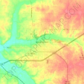 Mount Vernon topographic map, elevation, terrain