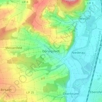 Döringstadt topographic map, elevation, terrain
