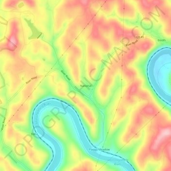 National topographic map, elevation, terrain