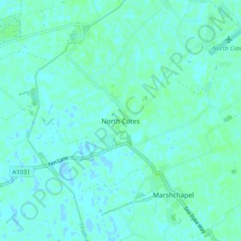 North Cotes topographic map, elevation, terrain