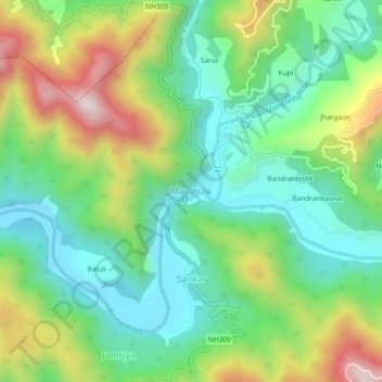 Marchula topographic map, elevation, terrain