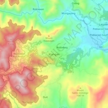 Kiangan topographic map, elevation, terrain
