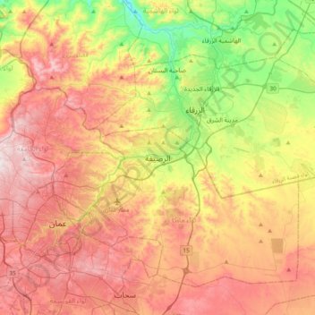 Al-Ruseifa topographic map, elevation, terrain