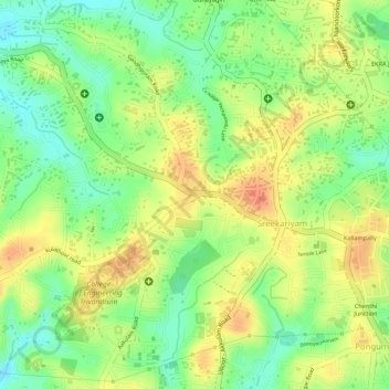 Chavadimukku topographic map, elevation, terrain