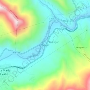 Taruca topographic map, elevation, terrain