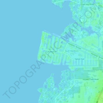Gulf Harbors topographic map, elevation, terrain