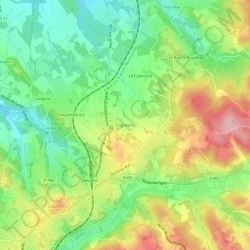 Gagnepas topographic map, elevation, terrain