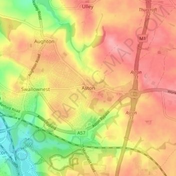 Aston topographic map, elevation, terrain