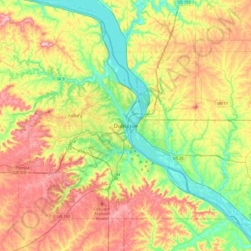 Dubuque topographic map, elevation, terrain