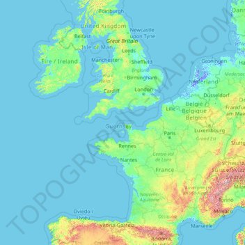 Jersey topographic map, elevation, terrain