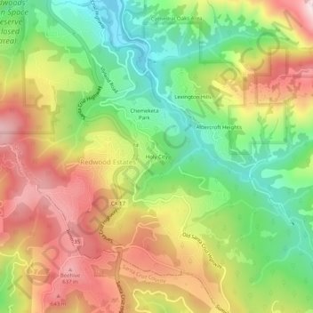 Holy City topographic map, elevation, terrain