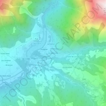 Les Bellarots topographic map, elevation, terrain