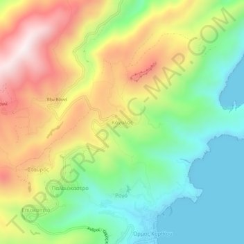 Kochylos topographic map, elevation, terrain