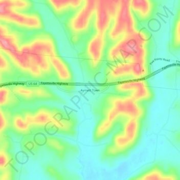 Aymett Town topographic map, elevation, terrain