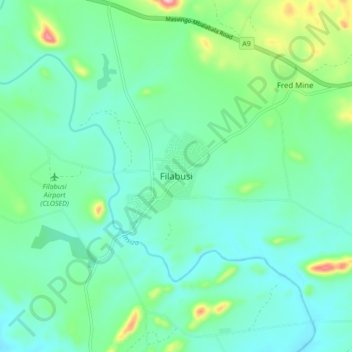 Filabusi topographic map, elevation, terrain