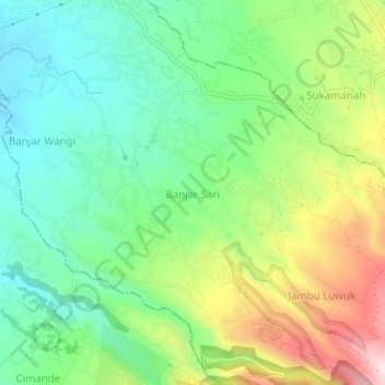 Banjar Sari topographic map, elevation, terrain