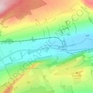 Fodderty topographic map, elevation, terrain