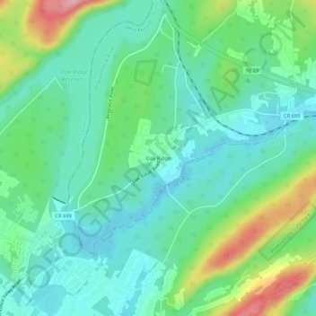 Oak Ridge topographic map, elevation, terrain
