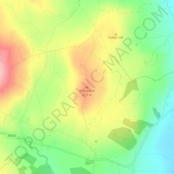 Knockane topographic map, elevation, terrain
