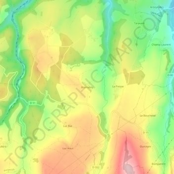 Bonnabry topographic map, elevation, terrain