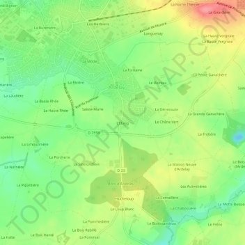 L'Étang topographic map, elevation, terrain