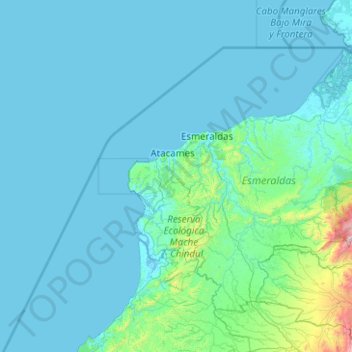 Montañas de Atacames topographic map, elevation, terrain