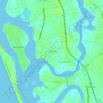 Punathil topographic map, elevation, terrain
