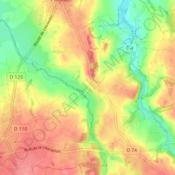 Rosalm topographic map, elevation, terrain