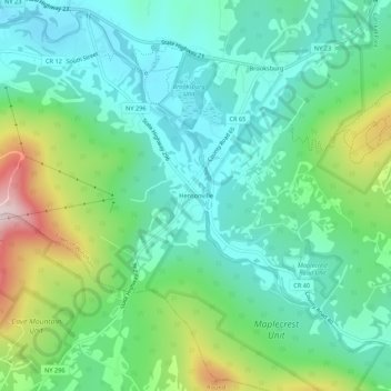 Hensonville topographic map, elevation, terrain