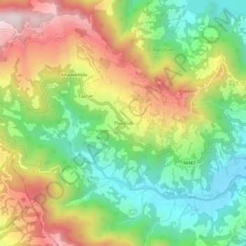 Thulibidi topographic map, elevation, terrain
