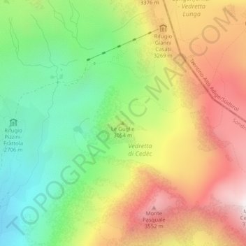 Le Guglie topographic map, elevation, terrain